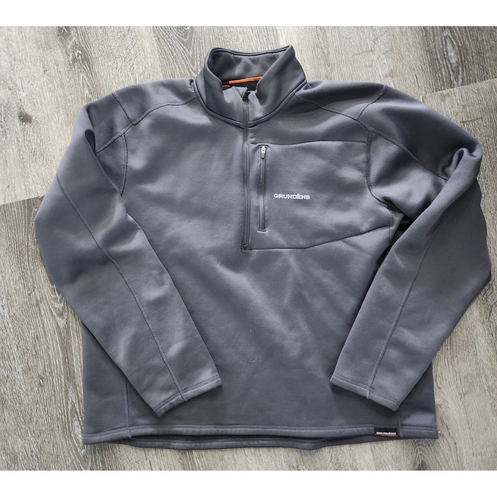 Grundens Mens Dark Gray Quarter Zip Fleece Pullover Jacket XXL RN119496